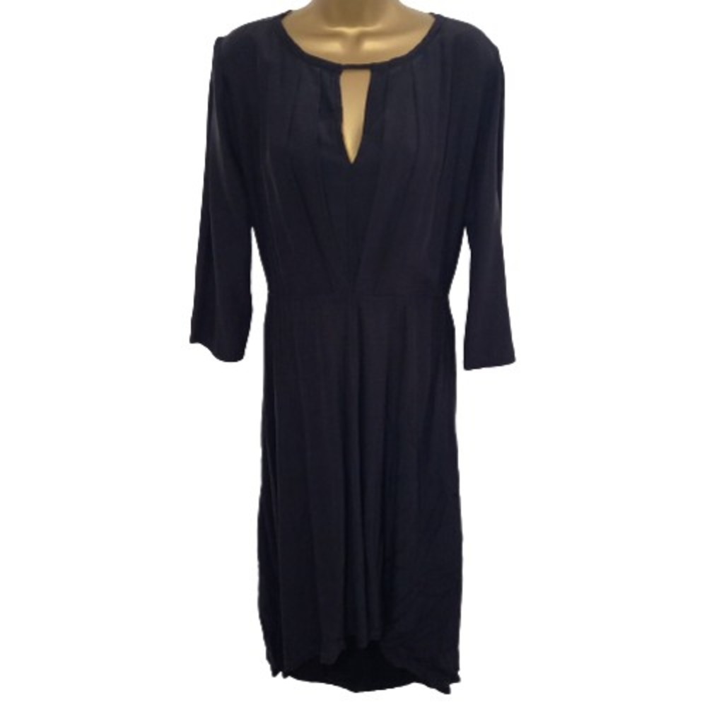 Size 10 Dip Hem ¾ Sleeve Knee to Midi Length Pleated Dress - Picture 1 of 6